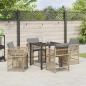 Preview: 5-teiliges Garten-Esszimmer-Set mit Kissen Beige Poly Rattan