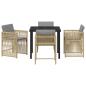 Preview: 5-teiliges Garten-Esszimmer-Set mit Kissen Beige Poly Rattan