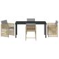 Preview: 5-teiliges Garten Esszimmer Set mit Kissen Beige Poly Rattan