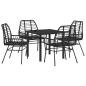 Preview: 5-Teiliges Garten-Ess-Set Schwarz Poly-Rattan