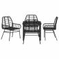 Preview: 5-Teiliges Garten-Ess-Set Schwarz Poly-Rattan