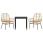 Preview: 3-teiliges Gartenessset in Braun aus Poly-Rattan