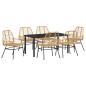 Preview: 7-teiliges Garten-Dining-Set Braun Poly Rattan