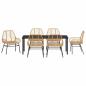 Preview: 7-teiliges Gartenessset Braun Poly-Rattan