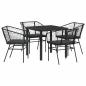 Preview: Set aus 3 Schwarz Poly-Rattan, Pulverbeschichteter Stahl Standard