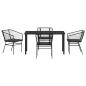 Preview: Garten Essgruppe 5 pcs Schwarz Poly-Rattan