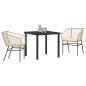 Preview: 3-teiliges Garten-Essset mit Kissen Braun Poly-Rattan