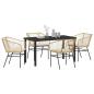 Preview: 5-teiliges Garten-Ess-Set mit Kissen Braun Poly-Rattan