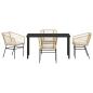 Preview: 5-teiliges Garten-Ess-Set mit Kissen Braun Poly-Rattan