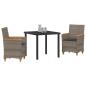 Preview: 3-teiliges Garten-Dining-Set mit Kissen in Grau aus Poly-Rattan