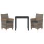 Preview: 3-teiliges Garten-Dining-Set mit Kissen in Grau aus Poly-Rattan