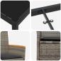 Preview: 3-teiliges Garten-Dining-Set mit Kissen in Grau aus Poly-Rattan
