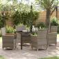 Preview: ARDEBO.de - 5-teiliges Garten-Ess-Set mit Kissen Grau Poly-Rattan