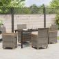 Preview: 5-teiliges Garten-Ess-Set mit Kissen Grau Poly-Rattan
