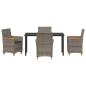 Preview: 5-teiliges Garten-Ess-Set mit Kissen Grau Poly-Rattan