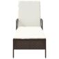 Preview: Sonnenliege Braun und creme weiß PE Rattan 157 x 55 x 92 cm