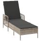 Preview: Sonnenliege Hellgrau PE Rattan 157 x 55 x 92 cm Faltbar