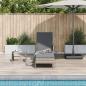 Preview: Sonnenliege Hellgrau PE Rattan 157 x 55 x 92 cm Faltbar