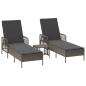 Preview: Sonnenliege Set Set aus 3 Grau und Dunkelgrau PE Rattan