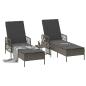 Preview: Sonnenliege Set Set aus 3 Grau und Dunkelgrau PE Rattan