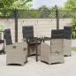 Preview: 5-teiliges Garten-Dining-Set mit Kissen Hellgrau Poly-Rattan