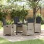 Preview: ARDEBO.de - 5-teiliges Garten-Dining-Set mit Kissen in hellgrauem Poly-Rattan