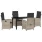Preview: 5-teiliges Garten-Dining-Set mit Kissen in hellgrauem Poly-Rattan