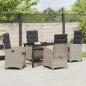 Preview: 5-teiliges Garten-Dining-Set mit Kissen in hellgrauem Poly-Rattan