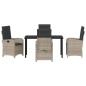 Preview: 5-teiliges Garten-Dining-Set mit Kissen in hellgrauem Poly-Rattan