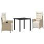 Preview: 3-teiliges Garten-Dining-Set Beige Poly-Rattan