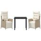 Preview: 3-teiliges Garten-Dining-Set Beige Poly-Rattan