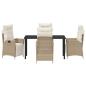 Preview: 5-teiliges Garten-Esszimmer-Set, Beige, Poly-Rattan