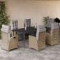 Preview: ARDEBO.de - 7-tlg. Garten-Essgruppe mit Kissen Beigemischung Poly Rattan