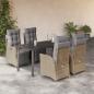 Preview: ARDEBO.de - 5-tlg. Garten-Essgruppe mit Kissen Beigemischung Poly Rattan