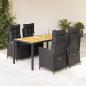 Preview: ARDEBO.de - 5-tlg. Garten-Essgruppe mit Kissen Schwarz Poly Rattan