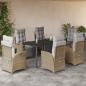 Preview: ARDEBO.de - 7-tlg. Garten-Essgruppe mit Kissen Beigemischung Poly Rattan