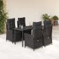 Preview: ARDEBO.de - 5-tlg. Garten-Essgruppe mit Kissen Schwarz Poly Rattan