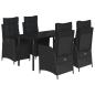 Preview: 5-tlg. Garten-Essgruppe mit Kissen Schwarz Poly Rattan