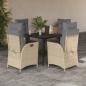 Preview: ARDEBO.de - 5-tlg. Garten-Essgruppe mit Kissen Beige Poly Rattan