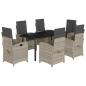 Preview: 7-tlg. Garten-Essgruppe mit Kissen Hellgrau Poly Rattan