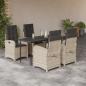 Preview: ARDEBO.de - 5-tlg. Garten-Essgruppe mit Kissen Hellgrau Poly Rattan