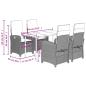 Preview: 5-tlg. Garten-Essgruppe mit Kissen Hellgrau Poly Rattan