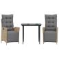Preview: 3-tlg. Garten-Essgruppe mit Kissen Beigemischung Poly Rattan