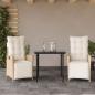 Preview: ARDEBO.de - 3-tlg. Garten-Essgruppe mit Kissen Beige Poly Rattan