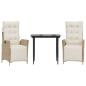Preview: 3-tlg. Garten-Essgruppe mit Kissen Beige Poly Rattan