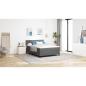 Preview: Boxspringbett mit Matratze & LED Licht Grau 160x200 cm Cord-Stoff