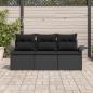 Preview: 3-teiliges Garten-Sofa-Set mit Kissen Schwarz Poly-Rattan