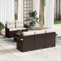 Preview: ARDEBO.de - 6-teilige Garten Sofagarnitur mit Kissen Braunes Poly Rattan