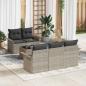 Preview: ARDEBO.de - 6-teiliges Garten Sofa Set mit Kissen Hellgrau Poly Rattan