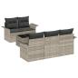 Preview: 6-teiliges Garten Sofa Set mit Kissen Hellgrau Poly Rattan
